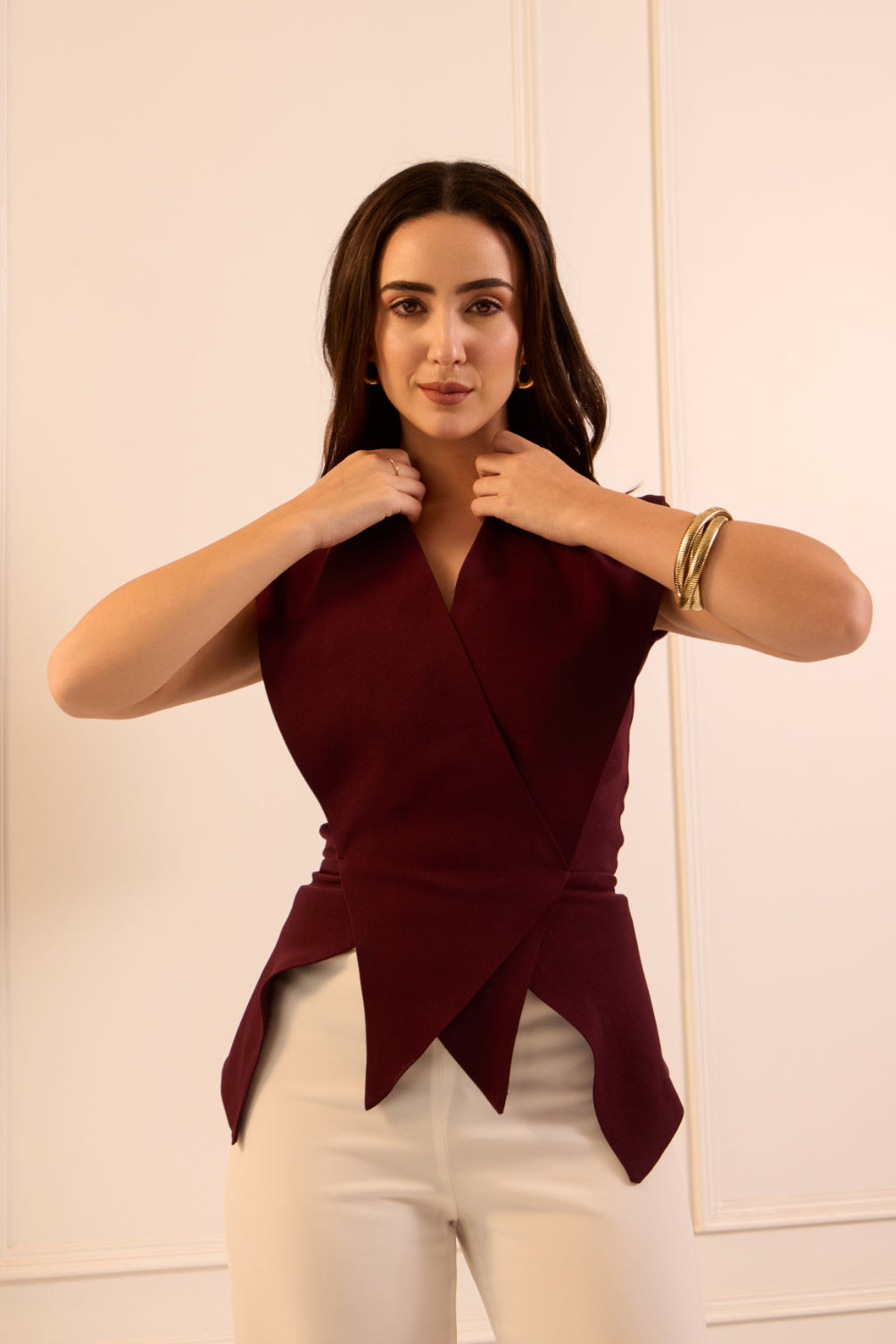⁠Clean cut wine top women