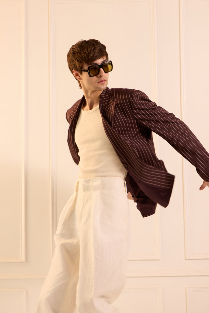 Wine striped affair trousers