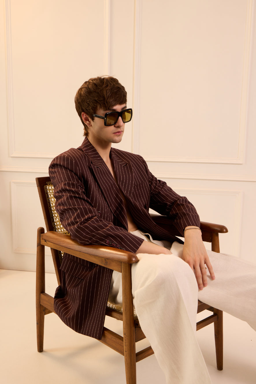 Wine striped affair Blazer