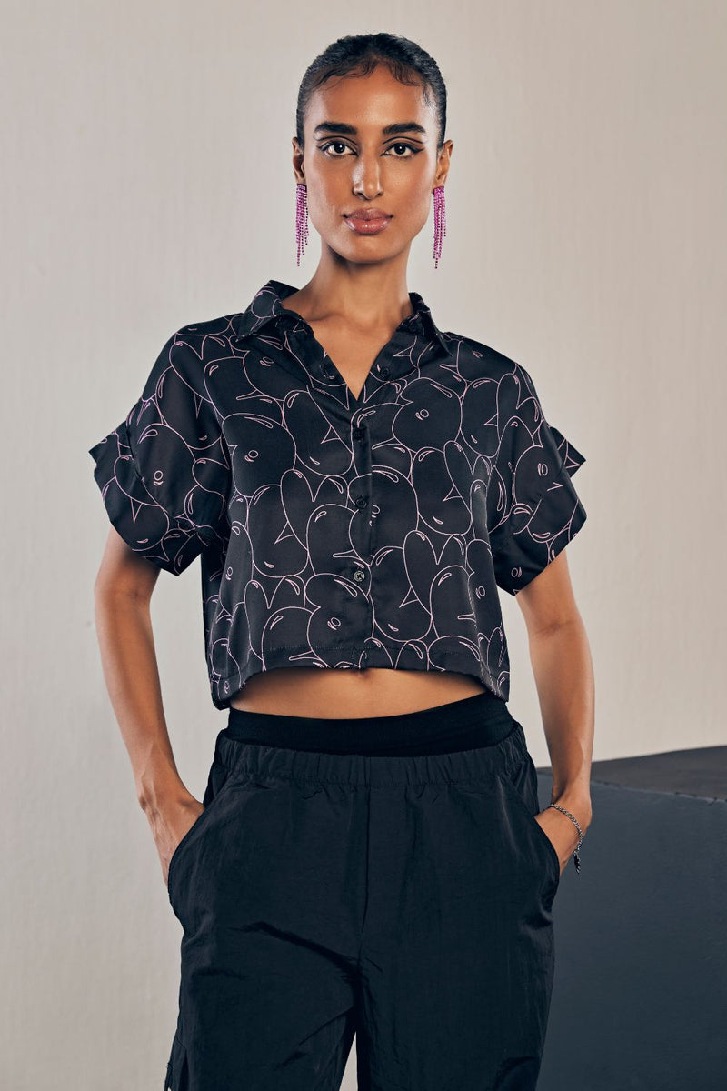 Lovicide Print Crop Shirt