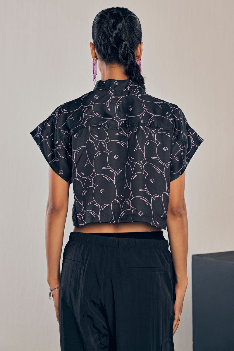 Lovicide Print Crop Shirt